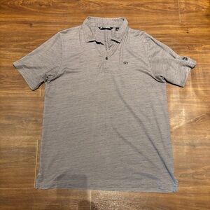 Travis Mathew Shirt Mens Large Polo Heather gray Short Sleeve